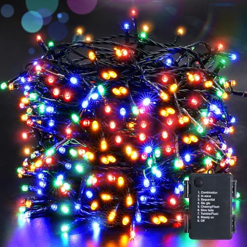Marchpower Multicolor Battery Operated Christmas String Lights 132ft 300 LEDs 8 Modes Waterproof Outdoor Indoor