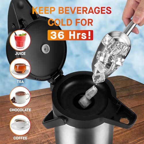2 Pack Insulated Coffee Dispenser with Pump - 102 oz Stainless Steel Thermal Carafes