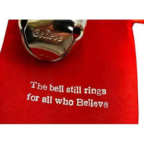 Westmon Works Believe Bell Ornament in Grey for Christmas Tree on Ribbon with Bag