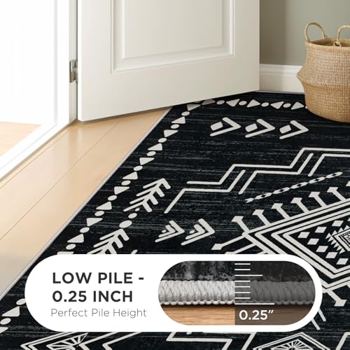 Joydeco Moroccan Boho Black Large 8x10 Area Rugs for Living Room