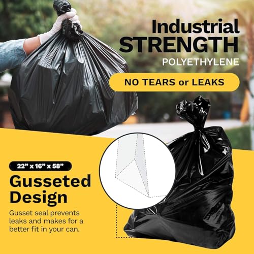 ToughBag 55-60 Gallon Medium Duty Trash Bags 100 Pack - Black