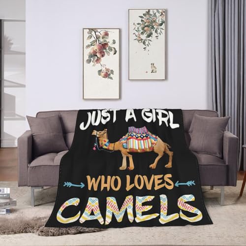 Camel Plush Throw Blanket - Super Soft Cozy Warm Fleece Camel Bedding Blanket Gifts for Kids, Girls, Boys & Women - 40"X50"