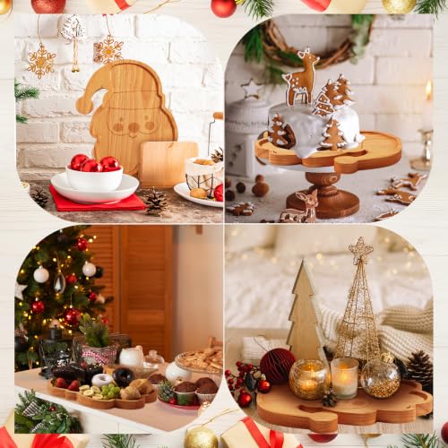 Bokon 12-Inch Santa Claus Wooden Charcuterie Board - Rubber Wood Xmas Serving Platter