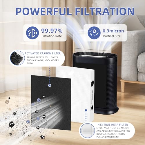 Pulluty Replacement Air Purifier Filters for Honeywell HPA100 & More, HEPA & Activated Carbon Set