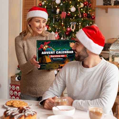Survival Advent Calendar 2025 for Adult Men Women- 24 Days of Christmas Advent Calendar with Survival Gear for Outdoor Camping, Fishing, Hiking - Surprise Gift for Adults and Teenagers