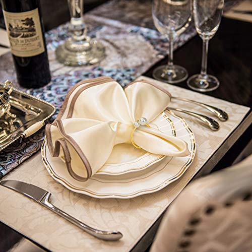 KPOSIYA Pearl Gold Napkin Rings Set of 50 - 1.7 Inch Napkin Holders for Table Decor