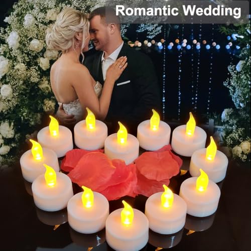 Rechargeable LED Tea Lights with Remote Timer (12-Pack, Warm Yellow) – USB-C, Flameless Candles