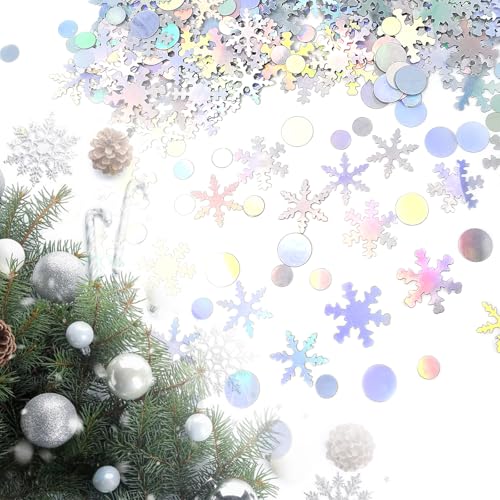 Quacc 900Pcs Snowflake Table Confetti - Holiday Winter Sequins Decor