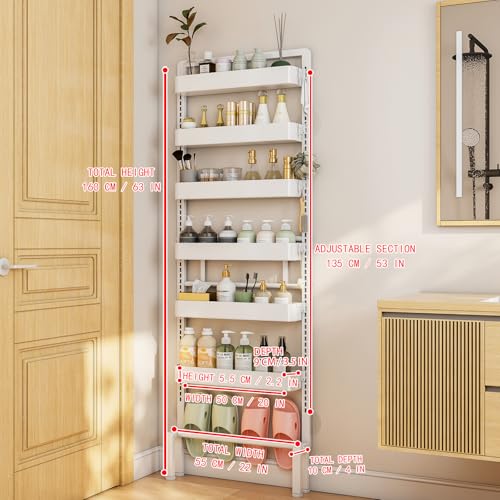 White 6-Tier Over-the-Door Storage Organizer Rack Adjustable Hanging Baskets