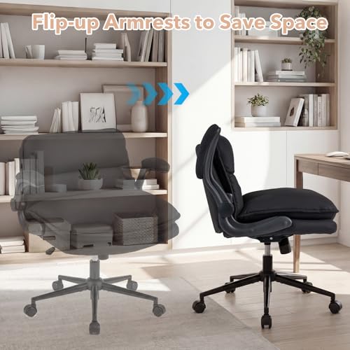 Giantex Criss Cross Chair with Flip-up Arms, Ergonomic Legged Office