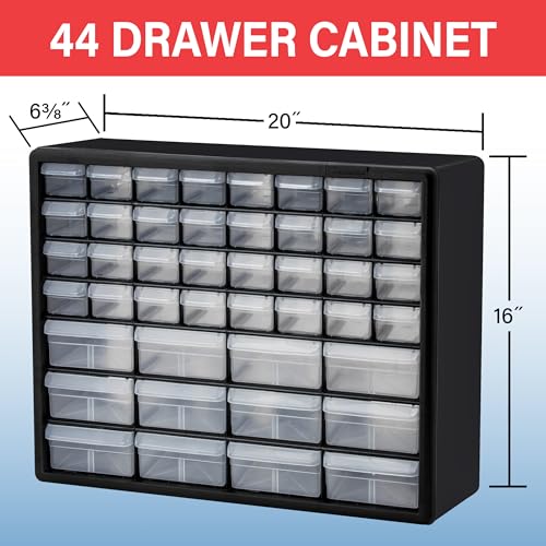 Black 44-Drawer Plastic Storage Cabinet - Heavy Duty Garage Organizer - 20W x 6D x 16H - Variation of THIS listing