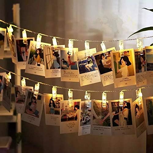 Skiennix LED Photo Clip String Lights - 40 LEDs Fairy Twinkle Lights for Home Decor | 14 Feet, Warm White