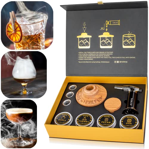 Whiskey Bourbon Cocktail Smoker Kit with Oak Wood & Gift Box - Original (Not Engraved)