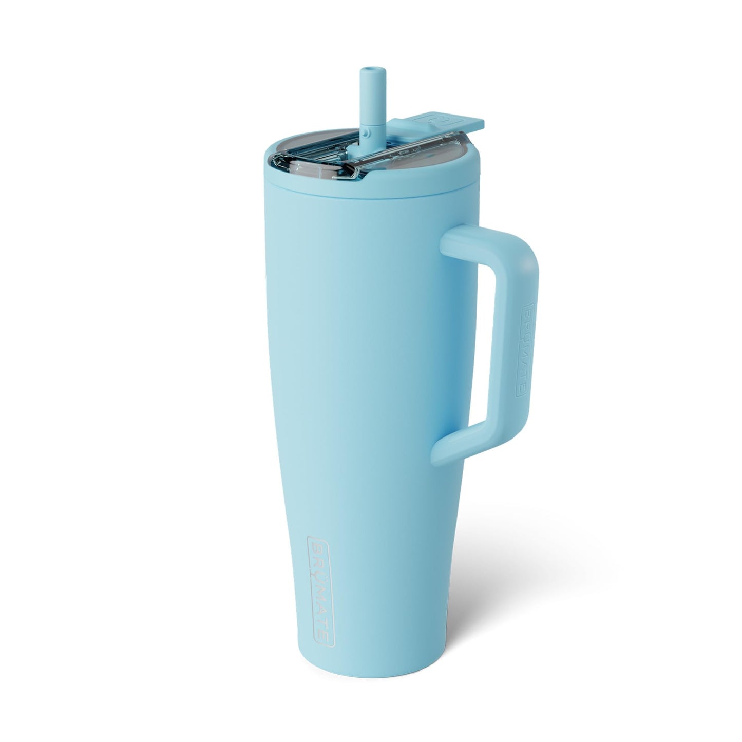 BrüMate Era Flip 40oz Tumbler with 100% Leakproof Covered Straw Lid | Hygienic Covered Straw | Insulated Stainless Steel Water Bottle with Handle | Cup Holder Friendly | BPA-Free (Glacier)