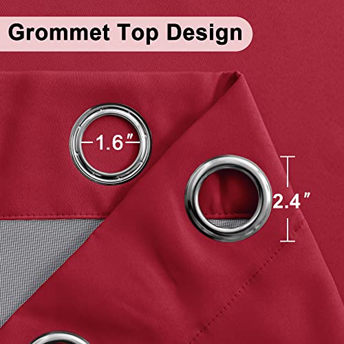XWZO 52x54 Blackout Curtains with Tiebacks - 2 Panels Red Full Light Blocking