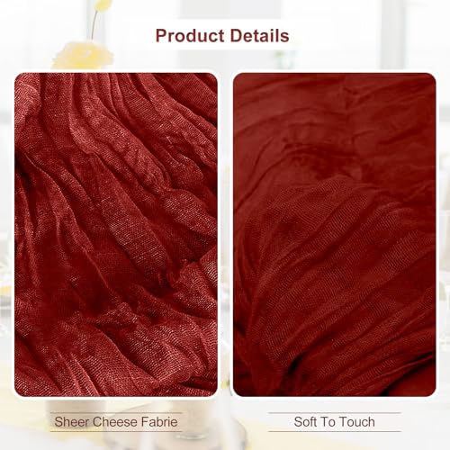 SuBleer 12 Pack Terracotta Cheesecloth Table Runner 35x120 Inches - Elegant Home Decor