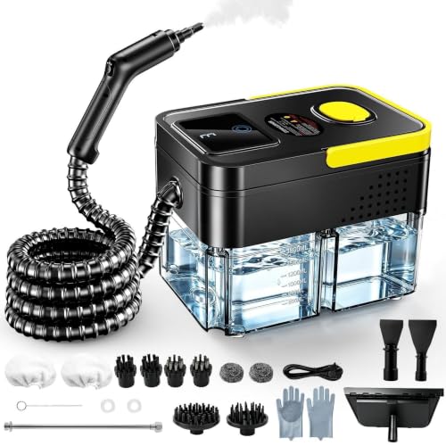 HUITINE Portable Handheld Steam Cleaner 1.9Qt Black & Yellow for Home Cleaning