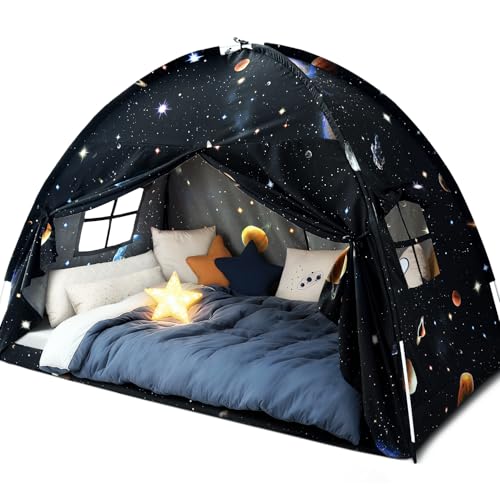 Sherilyn Twin Galaxy Bed Canopy Tent for Kids Indoor Sleep & Play, Space Galaxy Design