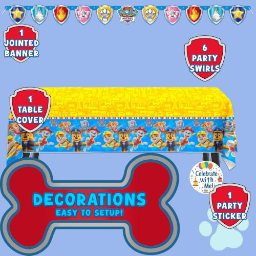 Paw Patrol Boy Birthday Party Supplies Set - Serves 16 with Plates, Cups, Masks & Decorations - UltimateXL Variation