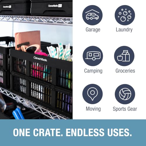 CleverMade Obsidian 45L Collapsible Utility Crates 3-Pack for Storage