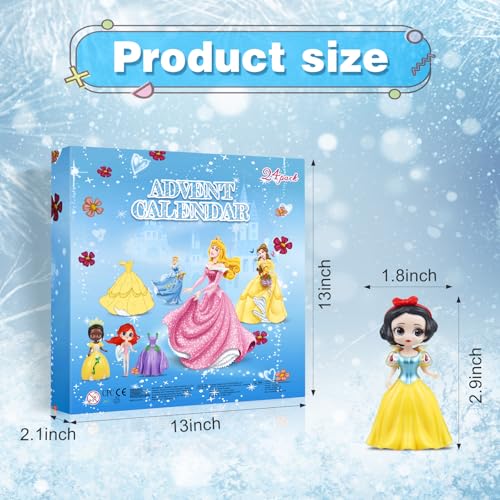 Princess Advent Calendar 2026 Girls Christmas Countdown Toy with 12 Princesses & Clothing (Color)