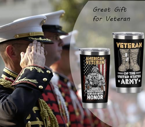 Cosictic Veteran's Day Gift for Men - 20oz Black Travel Tumbler for Veterans