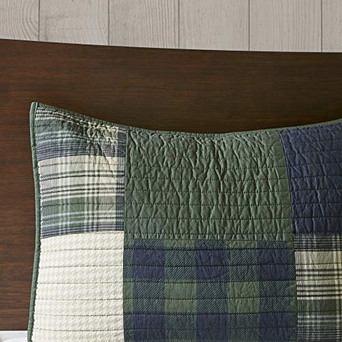 Woolrich Mill Creek Reversible Quilt Set - Oversized Green Full/Queen, All-Season Cotton Coverlet & Matching Shams