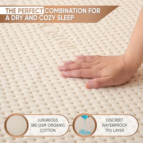 MATTSHIELD Organic Waterproof Mattress Protector Queen Size - Breathable Cotton Cover