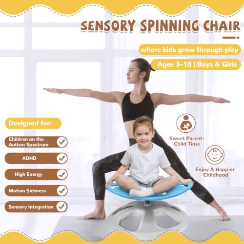 Kids Spinning Chair for Autism Sensory Toys with Handles - Blue / Car-Seat