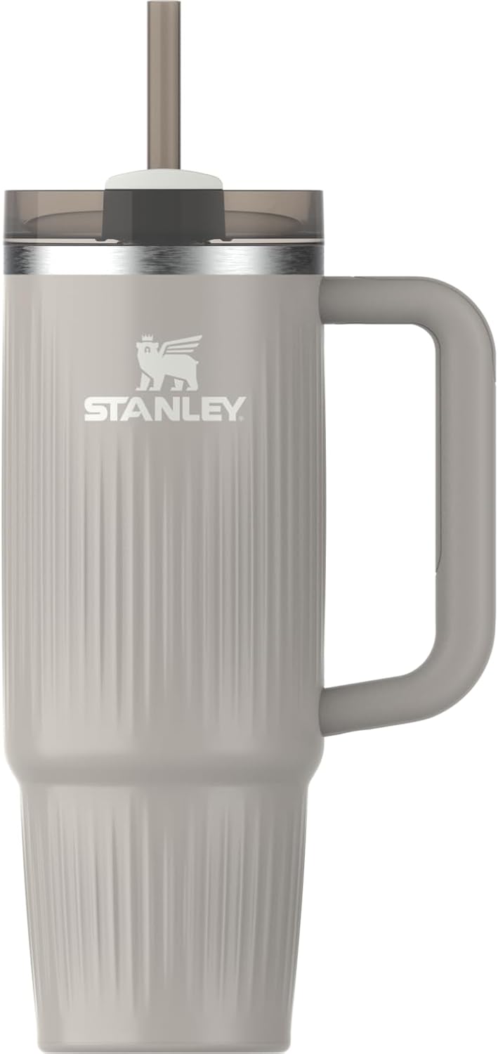 STANLEY Quencher H2.0 Tumbler - 30 oz Insulated Stainless Steel with Handle & Straw | BPA-Free Fluted Ash Gloss