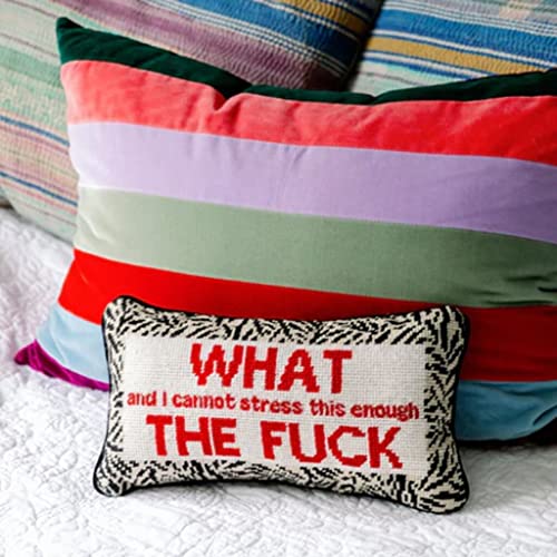 FURBISH Embroidered Decorative Throw Pillow 8x14 Inches Witty Home Accent