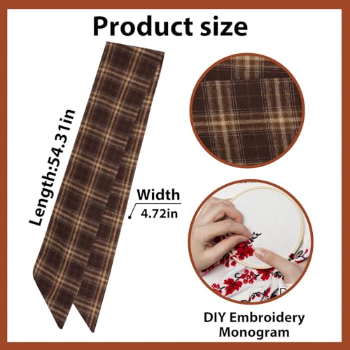 Fall Wreath Sash for Front Door, Red Brown Buffalo Plaid Sash Holiday Autumn Wreath Accessories for Home Birthday Christmas Decorations