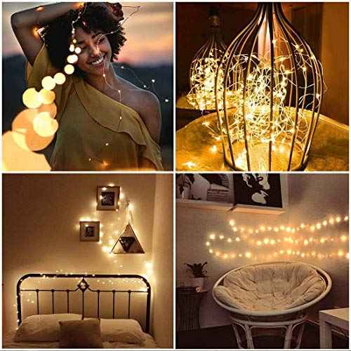 Pack of 3 Sets LED Starry String Lights with 10 Micro LEDs on 3.3ft(1m), Fairy Lights Battery Powered by 2X CR2032(Incl), for Wedding or Christmas Party Table Decorations (Warm White)
