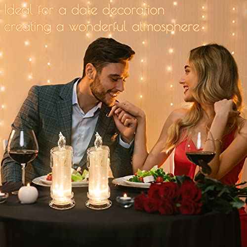 2 PCS LED Flameless Candles,Fake Candle, Battery Operated Candles/Battery Included for Valentine Bedroom Birthday Wedding Christmas Decorations Home Decor