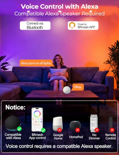 ILC 4 Inch RGB Recessed LED Downlight with Voice & App Control, 6 Pack
