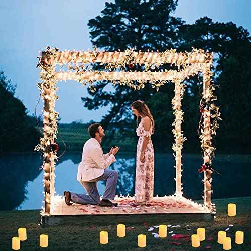 12 Pack 1.5" x 1.8" Battery Operated LED Tea Lights, Flameless Flickering Outdoor Electric Votive Candles, Flicker Flame Fake Candles Bulk for Home Table Halloween Wedding Christmas Decorations