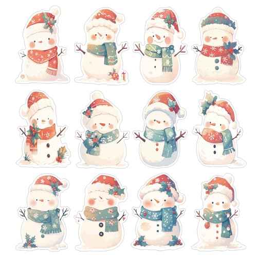12pcs Snowman Refrigerator Magnets, Christmas Magnets for Fridge Cute Snowman Magnetic Decorations Decorative Holiday Magnets Winter Fridge Sticker for Xmas Party Decor
