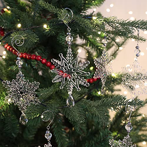 HUADODO 6 Pieces Clear Acrylic Snowflake Ornaments for Christmas Tree Decorations, 6 Inch Winter Holiday Decor