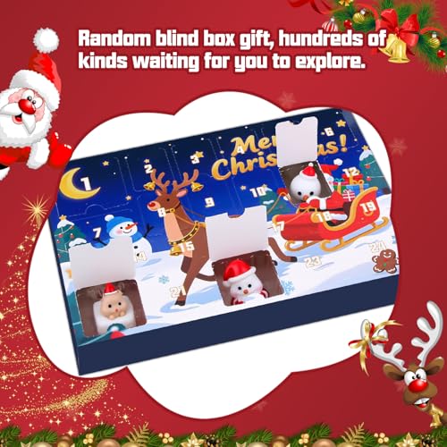 Christmas Advent Calendar, 24 Days Countdown Blind Box,Christmas Countdown Advent Calendar with Glowing Resin Figurines - Blind Box Holiday Decor for Desk, Car, or Home