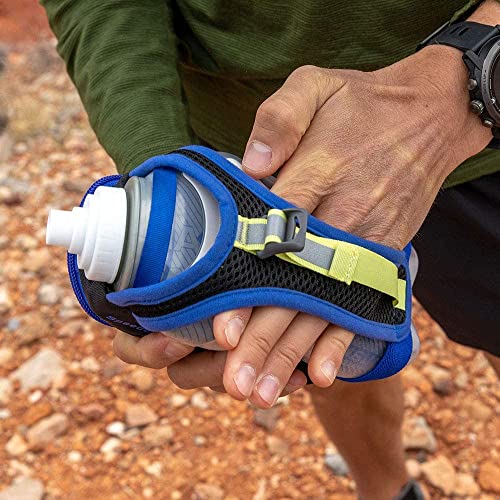 Insulated Handheld Water Bottle for Runners - Black & Metallic Gold, 18oz