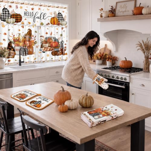 Hillsuren Pumpkin Fall Kitchen Decor Set – Towels, Mats, Pot Holders & Mitts