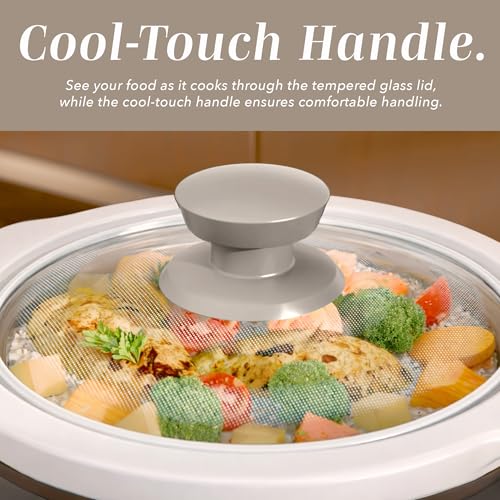 Greige 2QT Mini Electric Slow Cooker with Removable Stoneware & Glass Lid