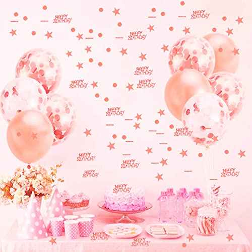 1650 pcs Happy Birthday Rose Gold Confetti 1/13/16/18/20/21/30/40/50/60/70/80/90 Digital Decorative Confetti Heart Confetti Perfect for Table Decorations Party Supplies (21)