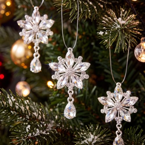 Romooa 12 Pcs Crystal Snowflakes Ornaments for Christmas Tree – Includes 12