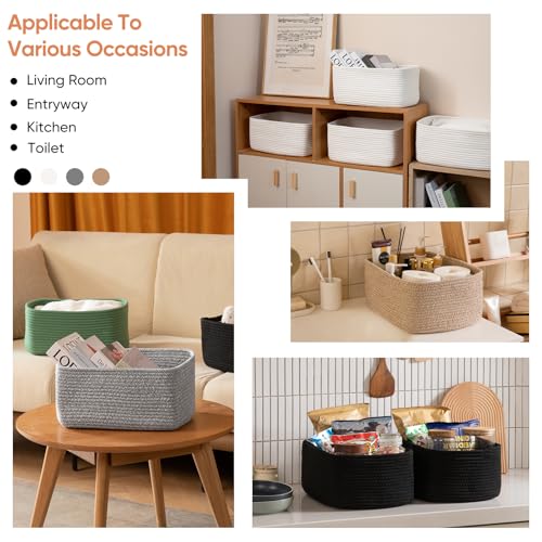 OIAHOMY Brown Woven Rope Storage Baskets 4-Pack for Shelves, Nursery, Living Room