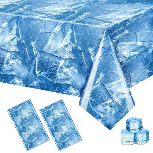 2 Pcs Winter Birthday Decorations Tablecloth 54 x 108 Inch Ice Tablecloth for Winter Onederland/Under Sea/Ocean Theme Party Decor Halloween Anime Character Cosplay Decoration