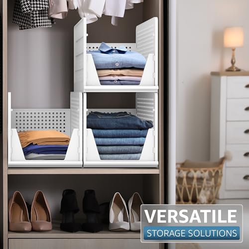 Sorbus 3 XL Stackable Closet Organizer Bins - Open Front Shelf Storage