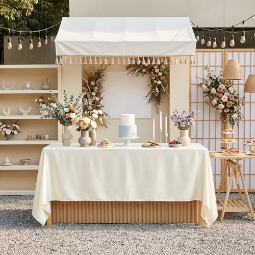 Ivory Satin Tablecloth 58x102 Inch Set of 8 - Elegant Seamless Overlay for Weddings & Events