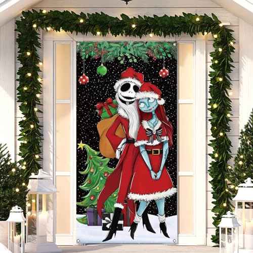 Christmas Door Cover Merry Christmas Xmas Winter Holiday Party Front Door Banner Photography Home Porch Decoration