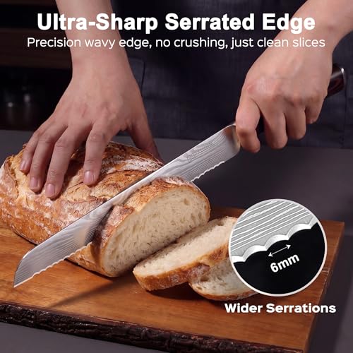 10 Inch Serrated Bread Knife - Sharp Slicing Tool for Homemade Bread & Pastries